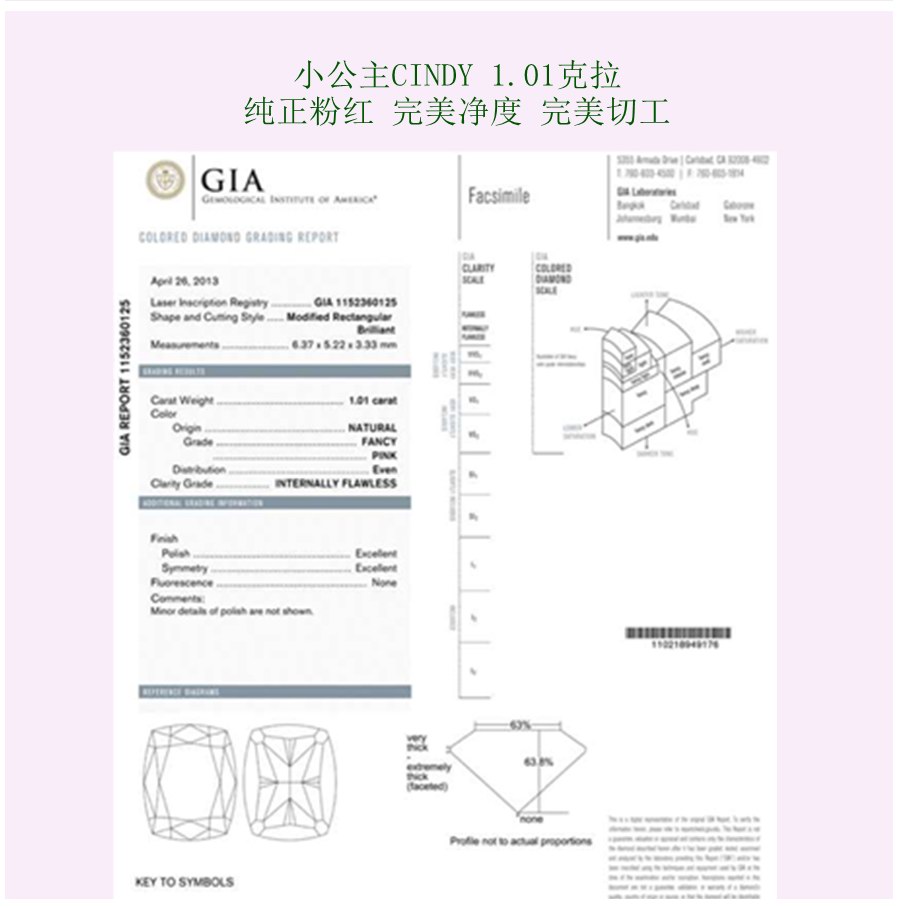 上寶會貴賓收藏一粒1.01克拉罕見全美粉紅鉆石
