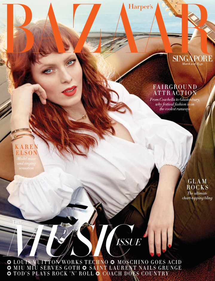 Karen Elson《Harper’s Bazaar》新加坡版2016年3月號