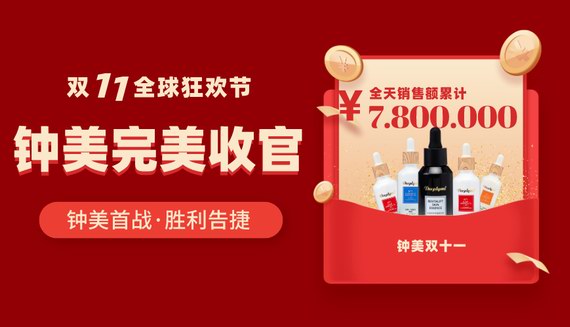 「喜報(bào)」鐘美集團(tuán)2019雙十一成交額高達(dá)780萬(wàn),完美收官