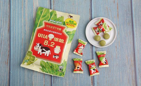 UHA悠哈菠菜牛奶糖新品上市，同比減脂25%