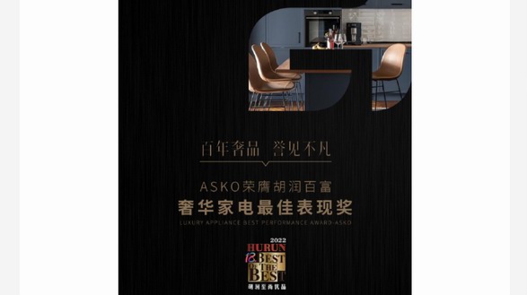 百年奢品，譽見不凡 ASKO榮獲胡潤百富至尚優(yōu)品——奢華家電最佳表現(xiàn)獎