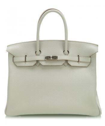 Hermes 愛(ài)馬仕 限量現(xiàn)貨珍珠灰色銀扣Birkin 35CM手提袋